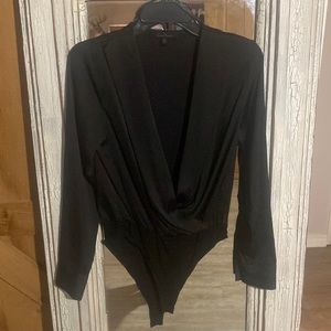 Black satin bodysuit